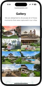 Nusantara Estates gallery page on a mobile phone