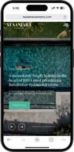 Nusantara Estates website on a mobile phone