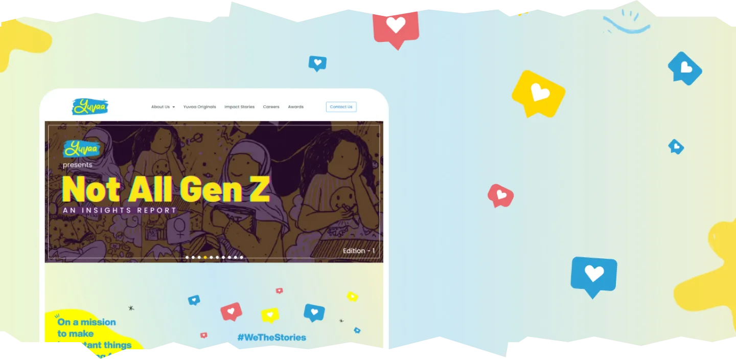Yuvaa website homepage design, Not All Gen Z