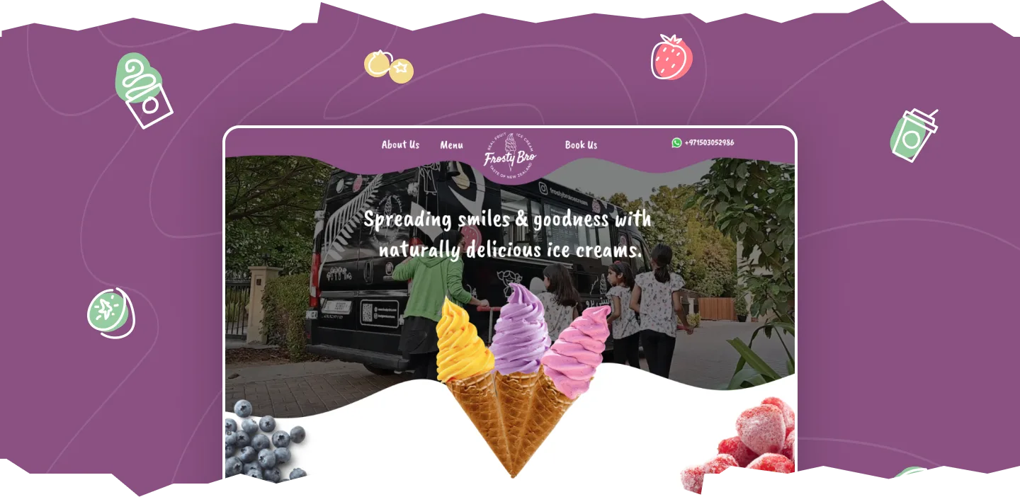 Frosty Bro ice cream website homepage design
