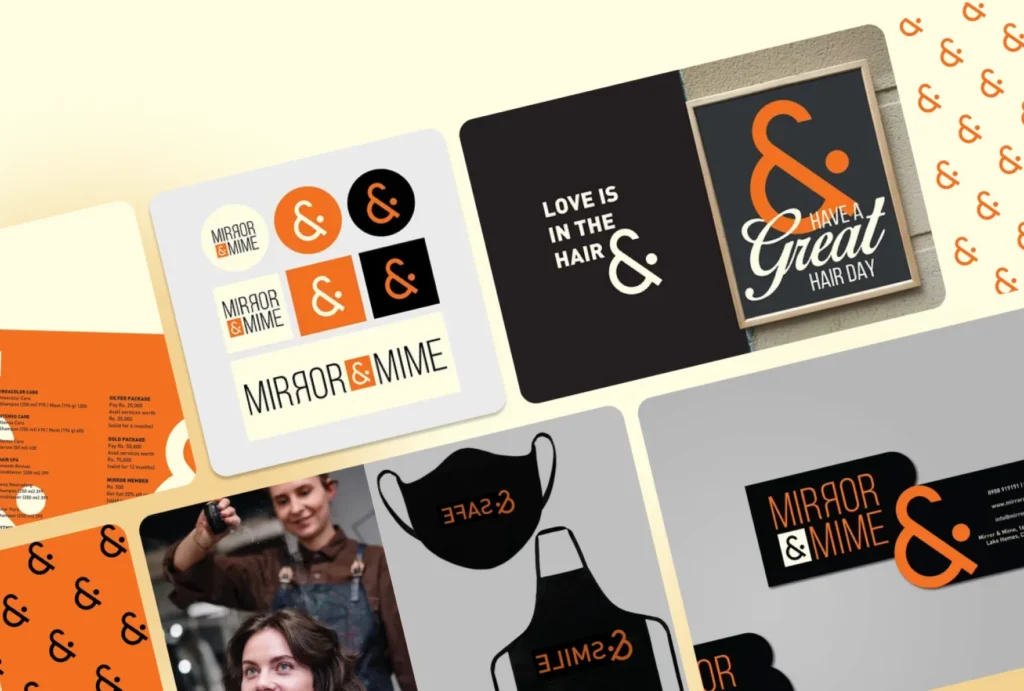 Mirror & Mime brand identity collage