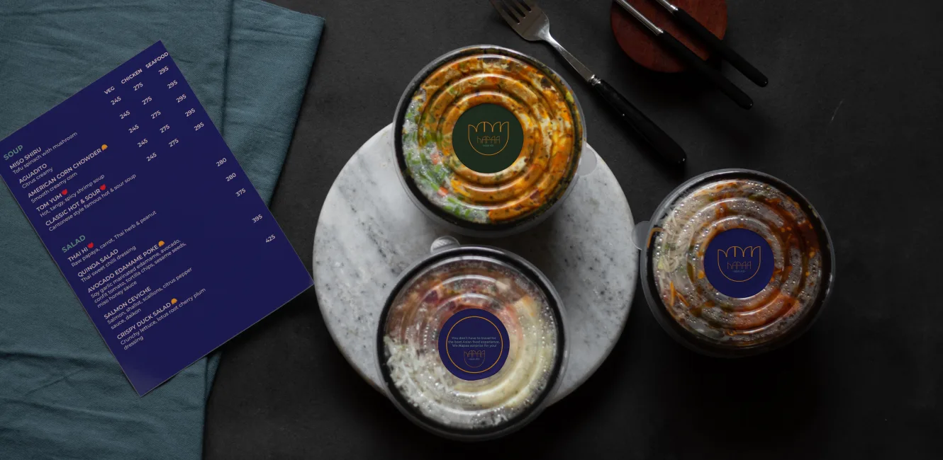 Hapaa restaurant menu and packaging design